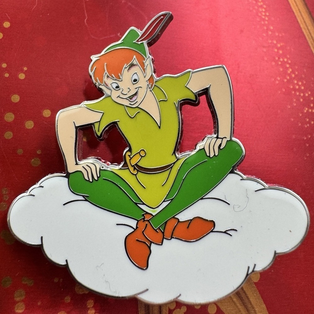 Disney Pin Peter Pan Sitting On Cloud Full Body Looking For Tinkerbell And Hook